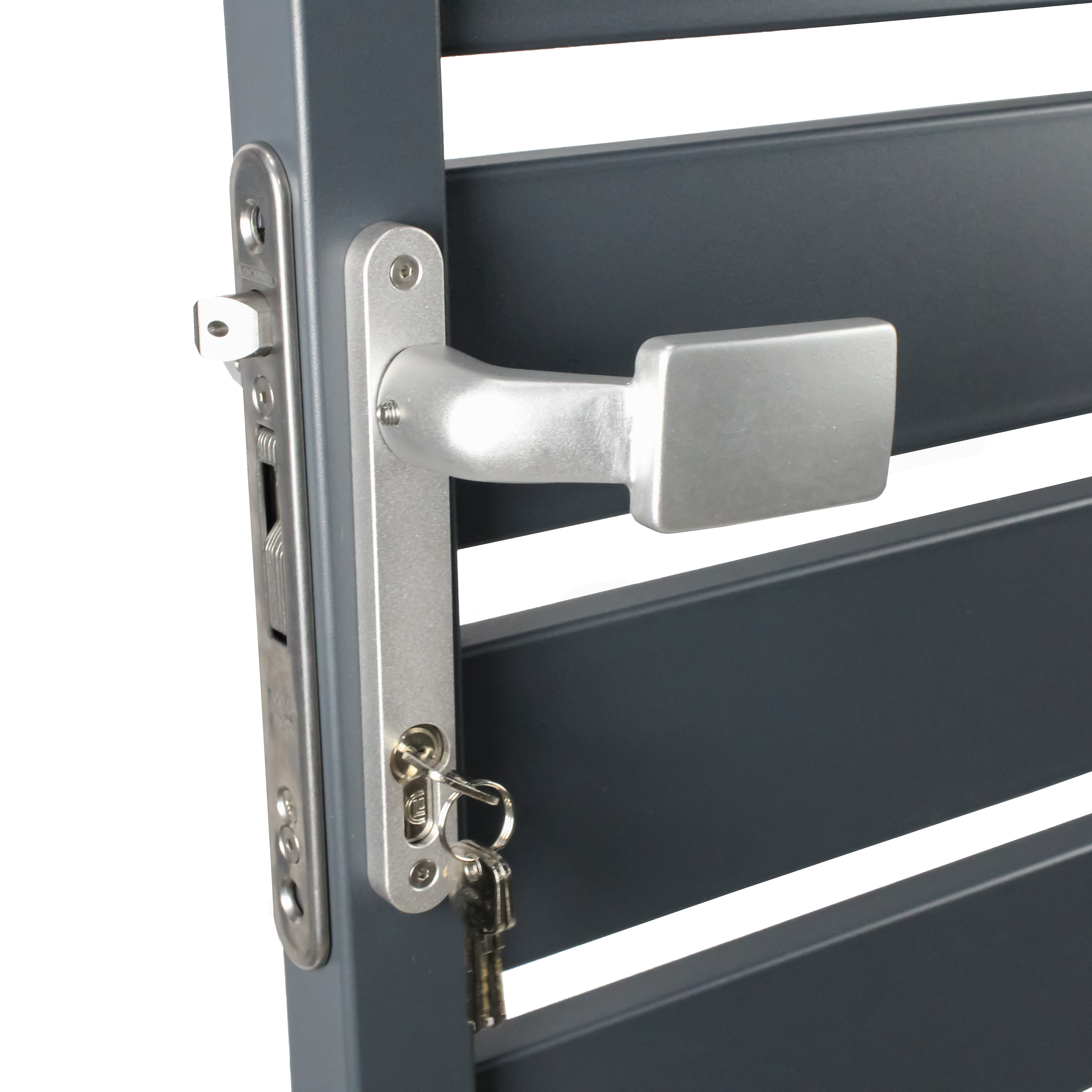 Abschliessbarer Griff an anthrazit Metall Gartentuer