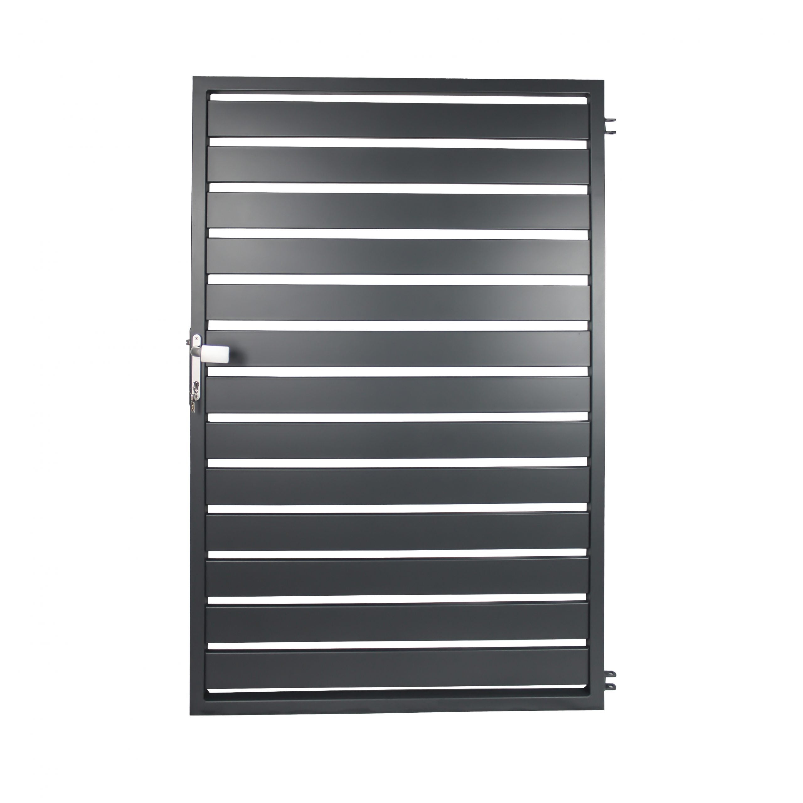 Moderne Gartentuer Metall anthrazit mit Lamellen