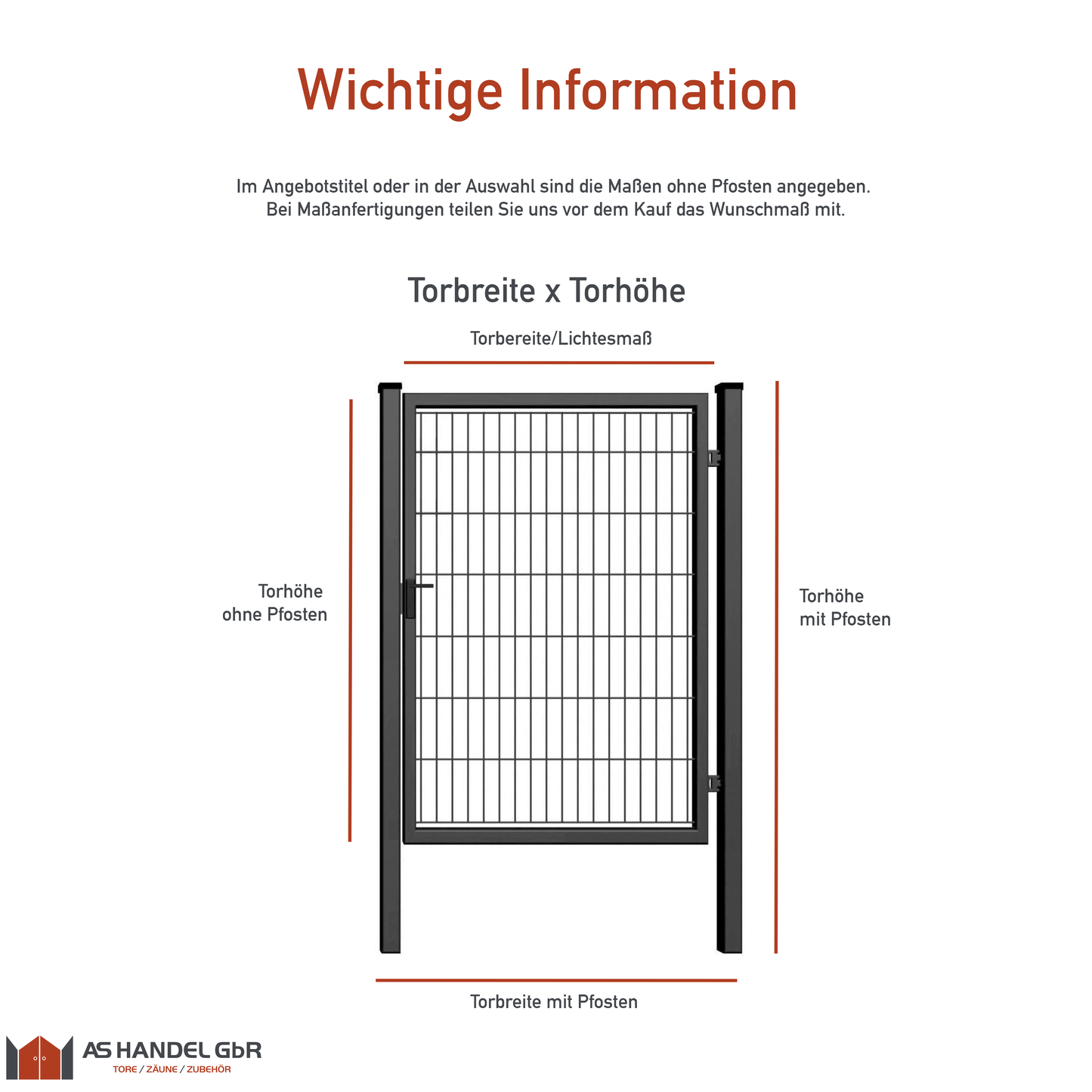 Gartentor - 1-flügelig - Innenmaß Breite / Höhe frei wählbar - Anthrazit RAL 7016 - WALL MODERN