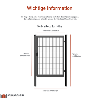 Gartentor - 1-flügelig - Innenmaß Breite / Höhe frei wählbar - Anthrazit RAL 7016 - WALL MODERN